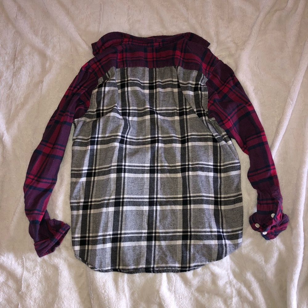 Two Pattern Flannel Button Down Shirt Unisex - image 4